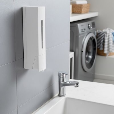 Distributeur de savon mural compatible avec différents types de savons