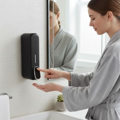 Distributeur de savon mural offert en noir et blanc