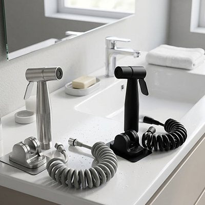 Douchette pour toilette a activation par pression manuelle