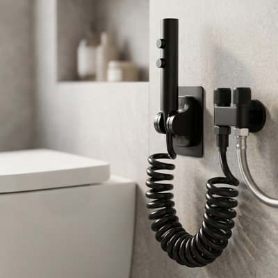 Douchette toilette installation simple sur l'arrivée d'eau existante des toilettes