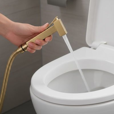 Douchette WC avec Jet d'eau réglable avec gâchette ergonomique