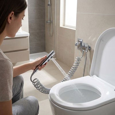 Douchette WC permet un nettoyage intime à l'eau