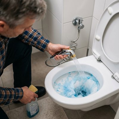 Douchette WC qui se fixe directement sur l'arrivée d'eau existante