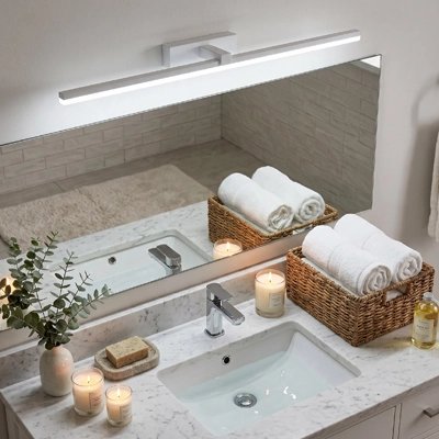 Éclairage LED horizontal pour miroir dans une salle de bain