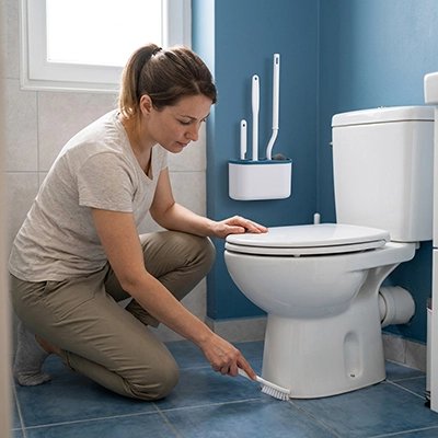 ​Ensemble de nettoyage WC mural avec socle d'égouttage et accessoires
