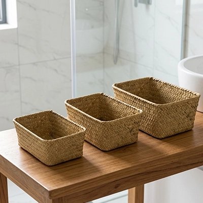 Ensemble de paniers rectangulaires pour organiser les produits de toilette