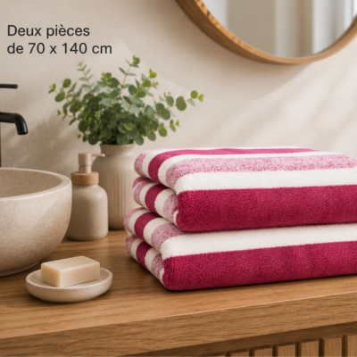 Ensemble de serviettes de bain douces pliées sur un comptoir 