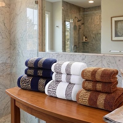 Ensemble de serviettes de bain et serviettes visage en coton