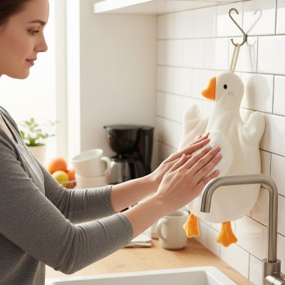 Essuie main a double fonction décorative et utilitaire