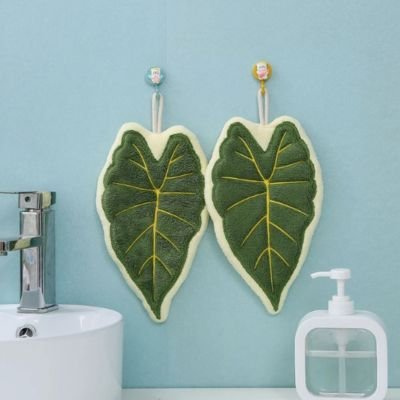 Essuie main microfibre verte d'un cote et matiere blanche eponge 