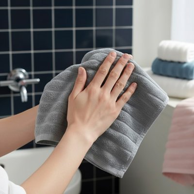 Essuie mains a motif à rayures horizontales integrees augmentant