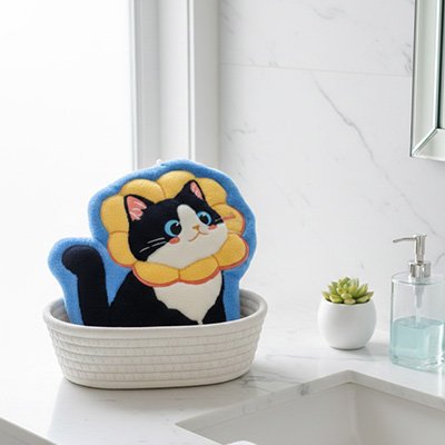 Essuie mains  en forme de chat avec motif de lion