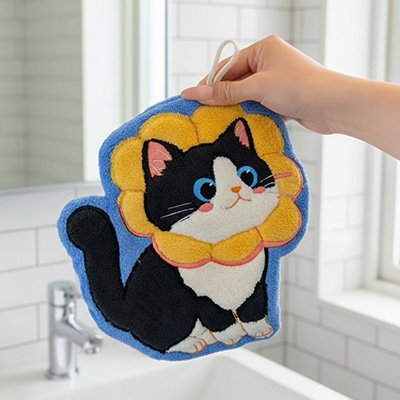 Essuie mains se range dans un panier ou sur un support mural 