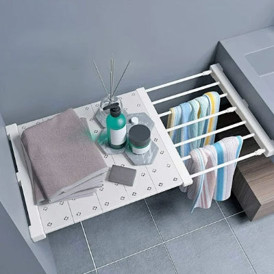 Étagère coulissante à capacité de charge optimisée supportant produits ménagers