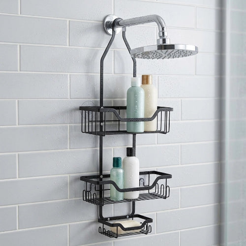 Étagère de douche suspendue avec flacons et accessoires