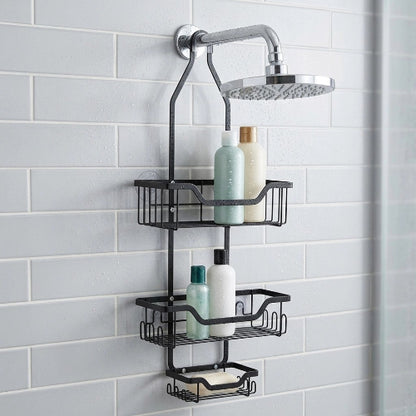 Étagère de douche suspendue avec flacons et accessoires