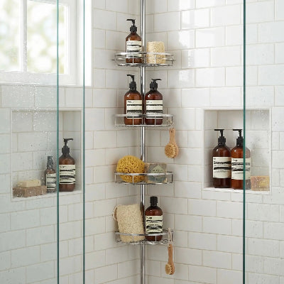 etagere de douche télescopique avec plusieurs produits