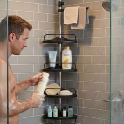 Étagère de douche télescopique permet d'ajuster la hauteur 