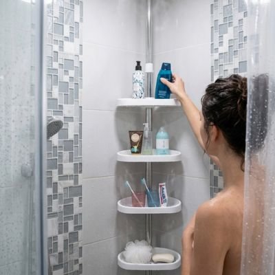  Étagère de rangement pour douche avec plusieurs niveaux  sans perçage