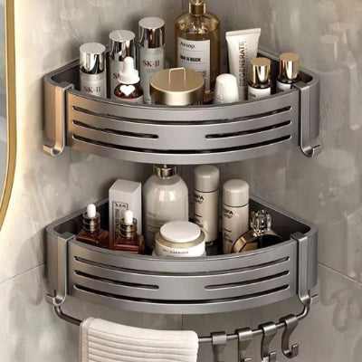 Etagere douche en forme d'angle qui exploite efficacement les coins 