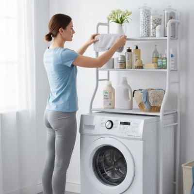 étagère machine à laver structure métallique léger blanc
