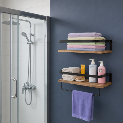 étagère mural pour salle de bain a deux plateaux