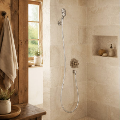 Flexible de douche anti-torsion utilisé près du robinet mural