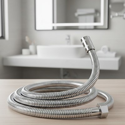 Flexible de douche chromé extensible avec raccords universels