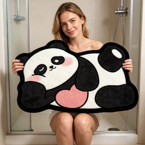 Grand tapis de bain panda noir et blanc au design amusant