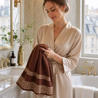 Lot de serviettes de bain en coton comprenant trois serviettes