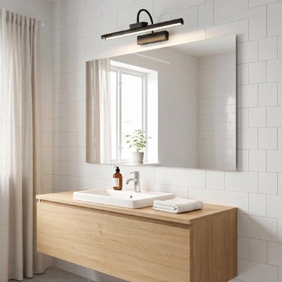 Luminaire de salle de bain doré avec bras courbé