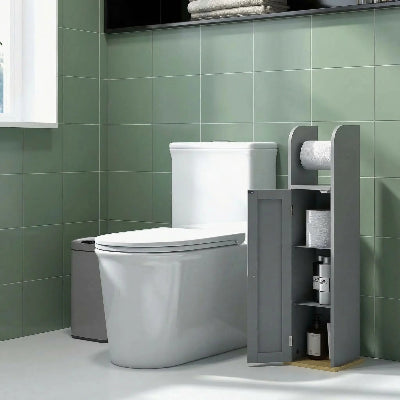 meuble porte papier toilette gris avec rangement