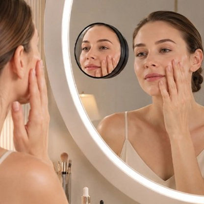 Miroir à ventouses pour observer les pores et points noirs