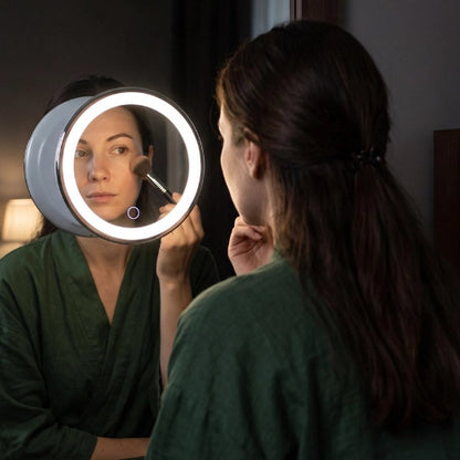 Miroir de maquillage LED à ventouse avec grossissement 10x