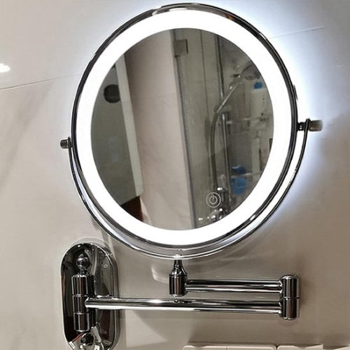 Miroir grossissant LED rond avec finition chromée