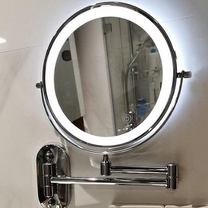 Miroir grossissant LED rond avec finition chromée