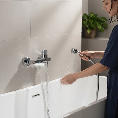 Mitigeur baignoire argent chromé pour une touche chic et elegant