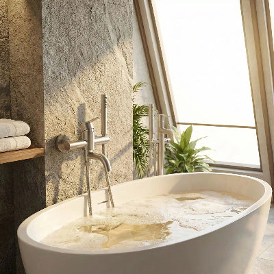 mitigeur-baignoire-fixer-au-mur-au-dessus-d'une-belle-baignoire