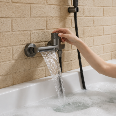 mitigeur-baignoire-gris-canon-sur-mur-de-brique-beige