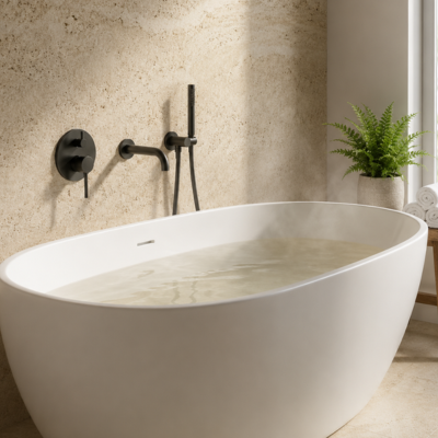 mitigeur-baignoire-noir-mat-sur-un-mur-de-béton-beige