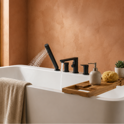 mitigeur-baignoire-sur-baignoire-avec-un-plateau-de-bain