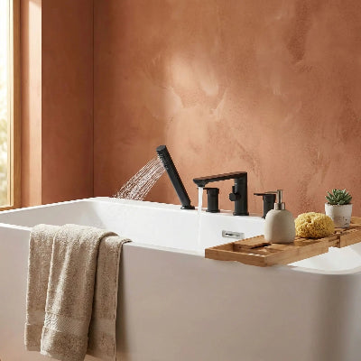 mitigeur-baignoire-sur-baignoire-avec-un-plateau-de-bain