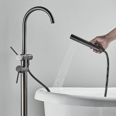 mitigeur baignoire sur pied gris canon