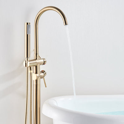 mitigeur baignoire sur pied or brossé