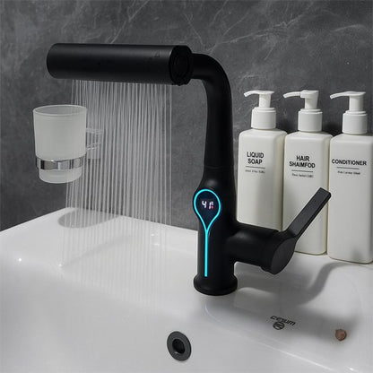 Mitigeur de salle de bain moderne noir avec bec pivotant