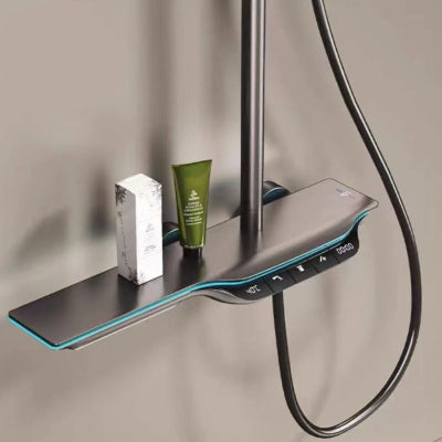 mitigeur douche gris a clavier pouvant mettre des produits