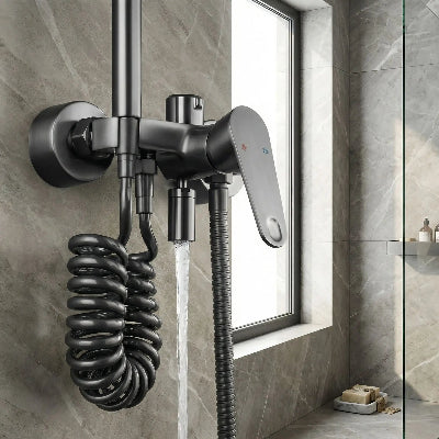 mitigeur douche gris a une poignée