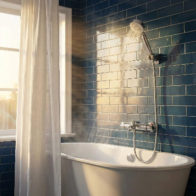 mitigeur-douche-thermostatique-sur-un-mur-bleu