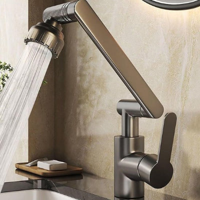 mitigeur lavabo a finition acier brossé nickel