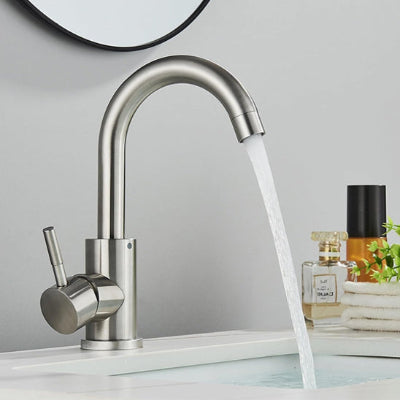 mitigeur lavabo argent brossé